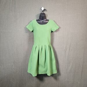 GANNI Dress Womens EU M US 6 Kelly Green Textured Fit & Flare Mini Stretch Comfy